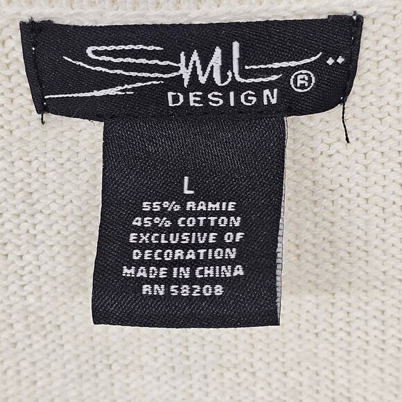 Vintage 90'S SML Design Embroidered Sweater Vest White Women's Large Outerwear - Picture 3 of 7